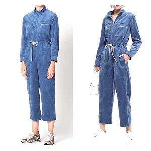 SANDRO PARIS // cornflower blue corduroy  jumpsuit boilersuit utility onepiece
